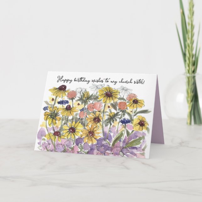 Happy Birthday Church Sister in Christ Religious  Kort (Framsida)