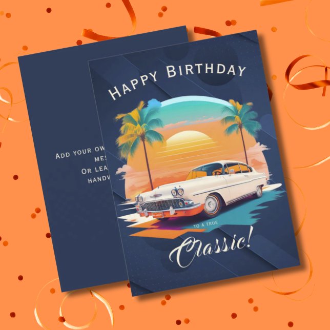 Happy Birthday Classic Car Greeting Card (Skapare uppladdad)