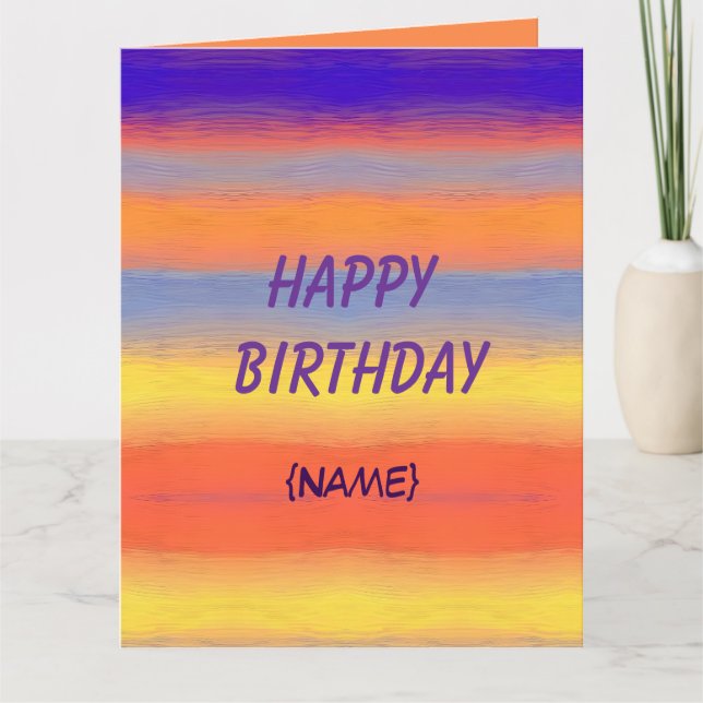 Happy Birthday Colorful Brushstroke Personalized Kort (Framsida)
