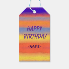 Happy Birthday Colorful Brushstroke Personalized Presentetikett