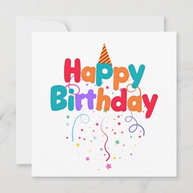 Happy Birthday Confetti Inbjudningar (Framsida)
