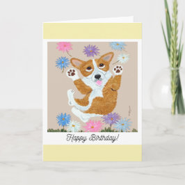 Happy Birthday Corgi Doggie Card Kort