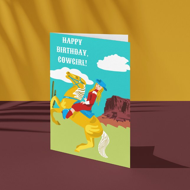 Happy Birthday, Cowgirl Custom Message Kort (Skapare uppladdad)