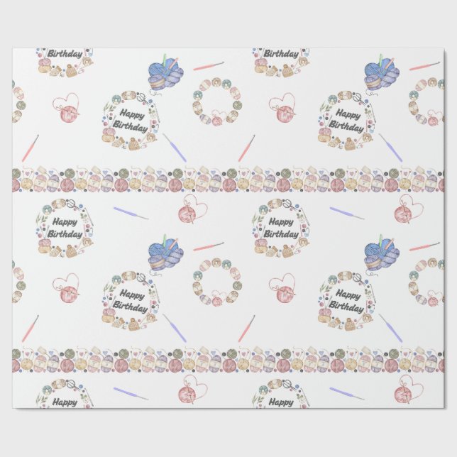 Happy Birthday Crochet Wrapping Paper Presentpapper (Seam)