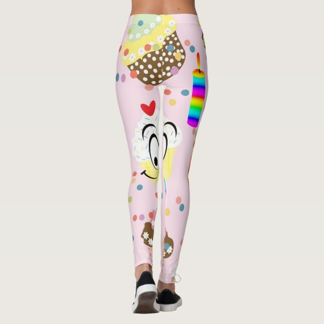 Happy Birthday Cupcake Leggings på svenska (Baksida)