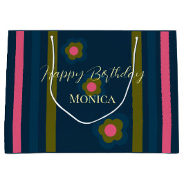 Happy birthday  Custom text navy blue & Hot pink