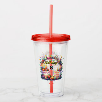 Happy Birthday Custom Year Acrylic Tumbler Take Away Mugg