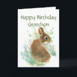 Happy Birthday Cute Bunny Special Grandson  Helgkort<br><div class="desc">Cute Watercolor Rabbit for Birthday  Greetings for your grandson</div>