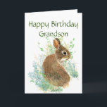 Happy Birthday Cute Bunny Special Grandson  Helgkort<br><div class="desc">Cute Watercolor Rabbit for Birthday  Greetings for your grandson</div>