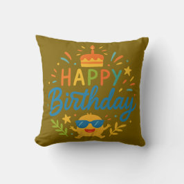 Happy Birthday | Cute Sunshine Throw Pillow Kudde