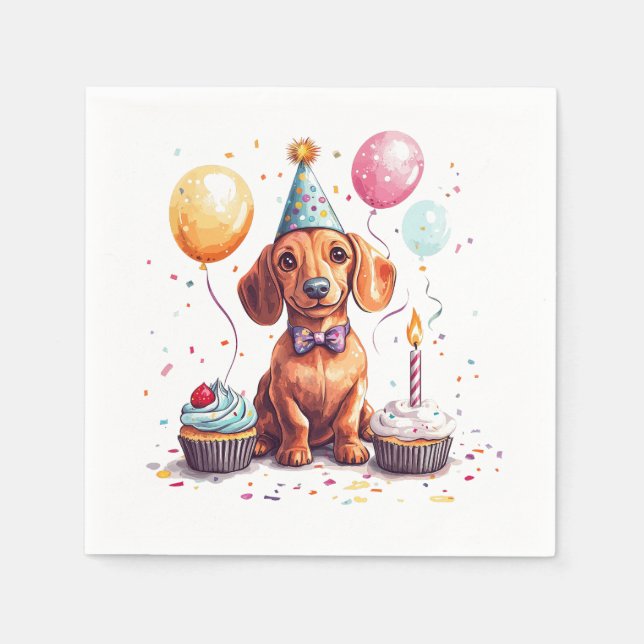 Happy Birthday Dachshund Dog  Pappersservett (Framsidan)