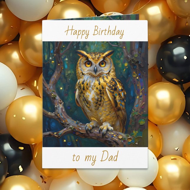 Happy Birthday Dad | Owl Themed  Kort (Skapare uppladdad)