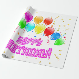 Happy Birthday! Design with colorful balloons and  Presentpapper