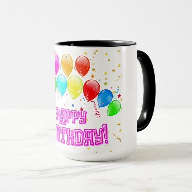Happy Birthday! Design with colorful balloons Mugg (Framsida höger)