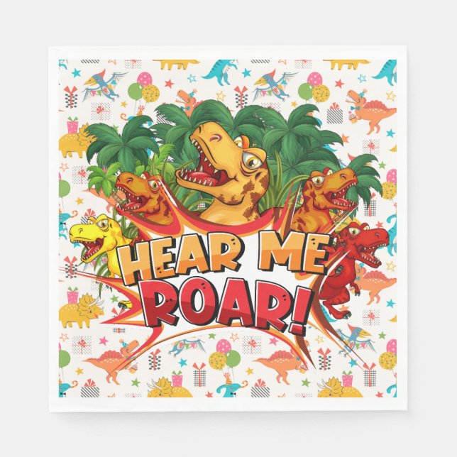 Happy Birthday Dinosaur  Pappersservett (Framsidan)