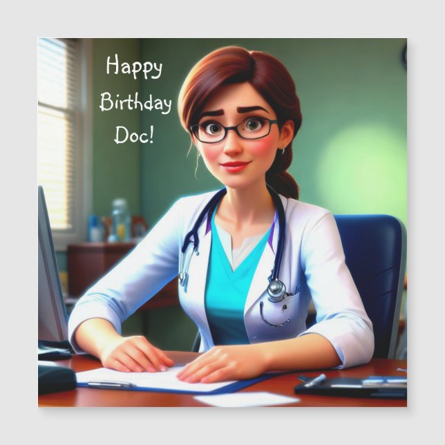 Happy Birthday Doctor Magnetic Card (Framsida)