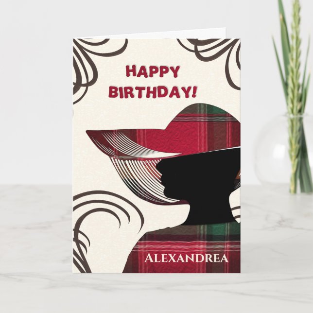  Happy Birthday Elegant Modern Lady Personalize  Kort (Framsida)