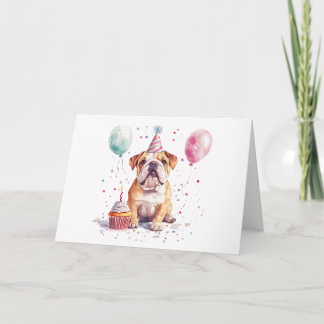 Happy Birthday English Bulldog Kort (Framsida)