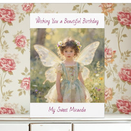Happy Birthday Fairy Themed Personalized Girl's  Kort