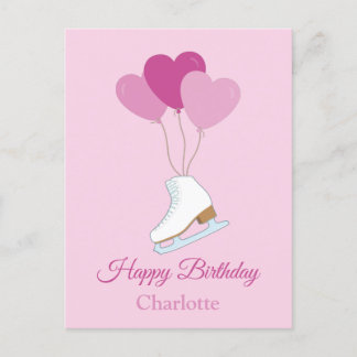 Happy Birthday Figure Skating Postcard Vykort