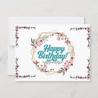 Happy birthday floral themed Postcard Vykort