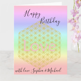 Happy Birthday flower of life Love Mandala Kort