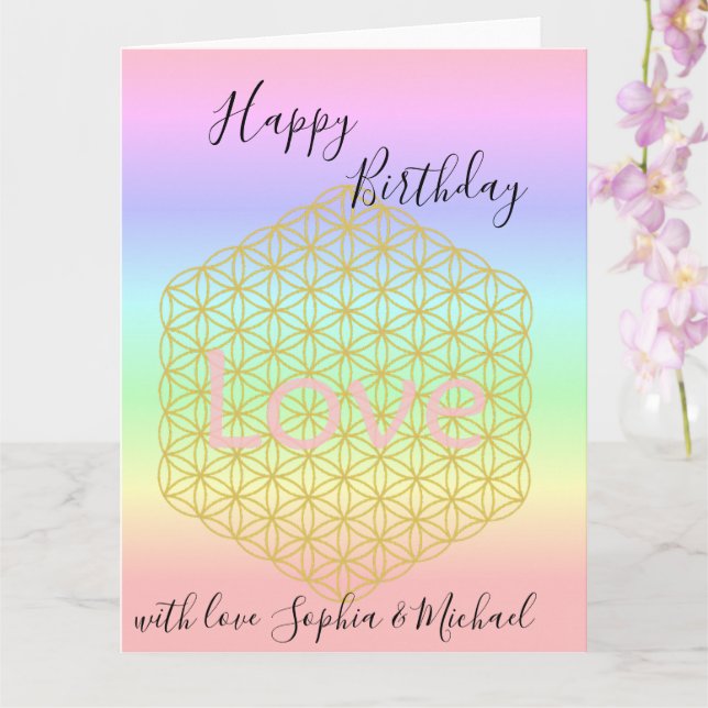 Happy Birthday flower of life Love Mandala Kort (Orkide)
