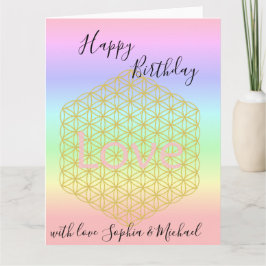 Happy Birthday flower of life Love Mandala Kort