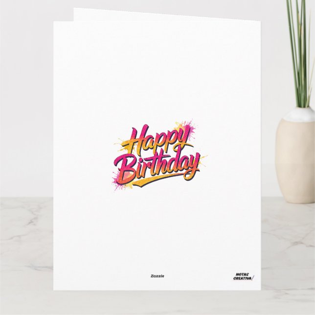 Happy Birthday Folded Greeting Card Kort (Baksida)