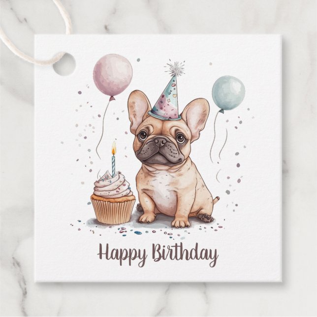 Happy Birthday French Bulldog Gåvor Etiketter (Framsida)
