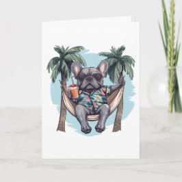 Happy Birthday French Bulldog In Hawaiian Top Kort