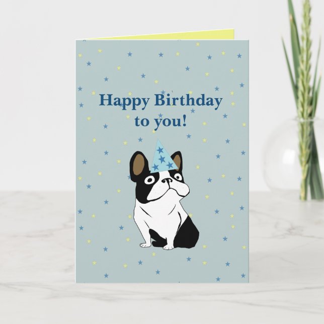 Happy birthday French Bulldog Kort (Framsida)
