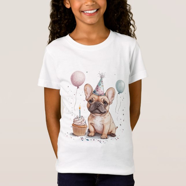 Happy Birthday French Bulldog T Shirt (Framsida)