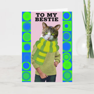 HAPPY BIRTHDAY FRIEND FUNNY CAT GREETING CARD KORT