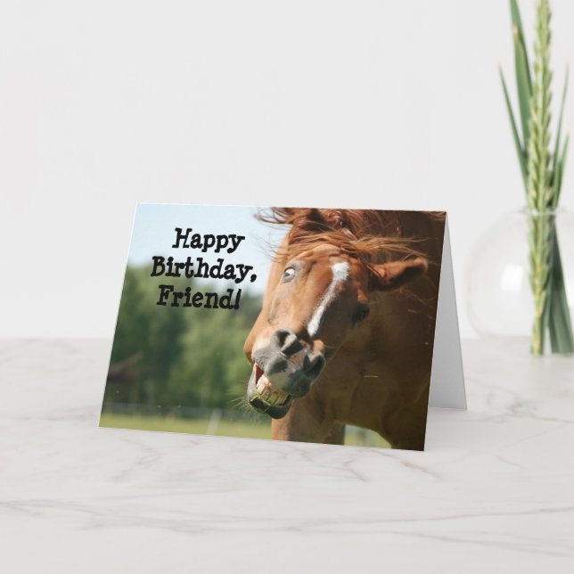 Happy Birthday Friend_Funny Horse Kort (Framsida)