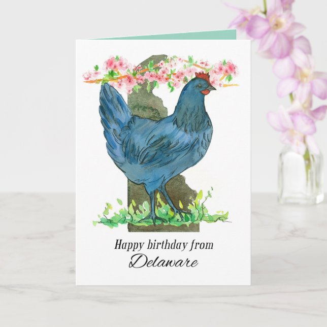 Happy Birthday from Delaware Blue Hen Chicken Kort (Orkide)