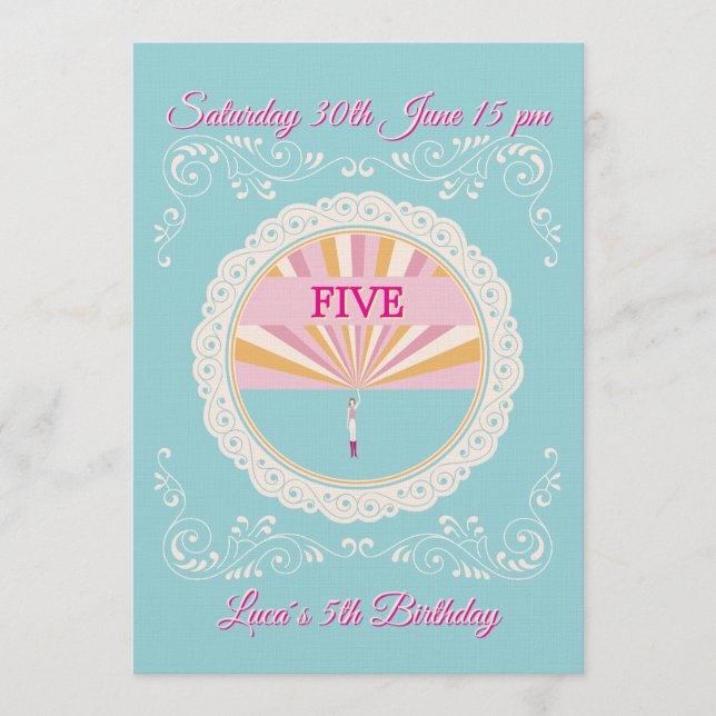 Happy Birthday Fun Invitation Card, Blue RSVP Inbjudningar (Framsida)