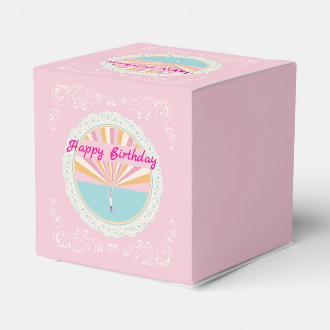 Happy Birthday Fun Party Box, Pink Rainbow Presentaskar (Baksidan Sidan)