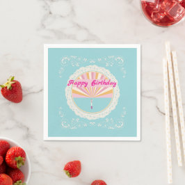 Happy Birthday Fun Party Napkin, Pink Rainbow Pappersservett