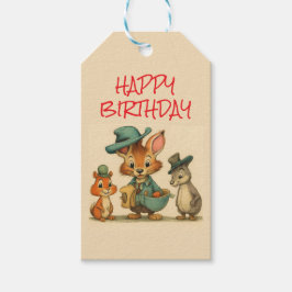Happy Birthday Funny Cute Cartoon Animal Couriers  Presentetikett
