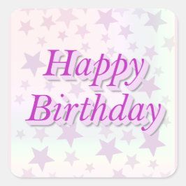 Happy Birthday!! Fyrkantigt Klistermärke