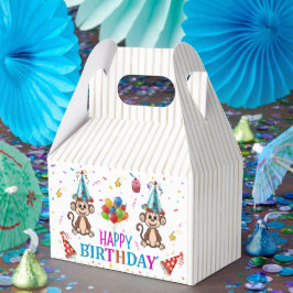 Happy Birthday Gable Favor Box Monkey Cupcake Presentaskar