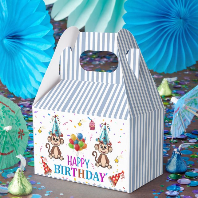 Happy Birthday Gable Favor Box Monkey Cupcake Presentaskar (Part)