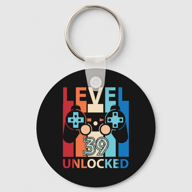 Happy Birthday Gamer Level &#;  Years Old Unlocked Nyckelring (Framsida)