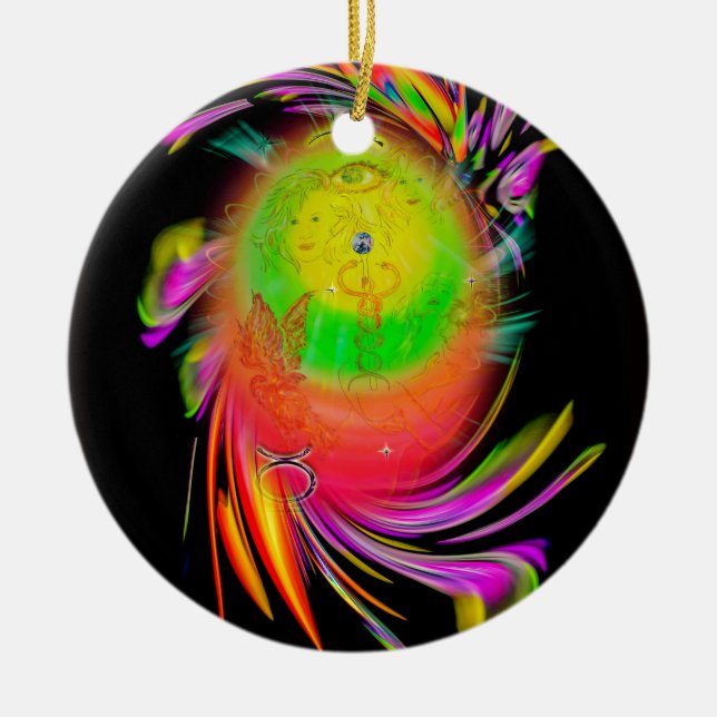 Happy Birthday Gemini Julgransprydnad Keramik (Framsidan)