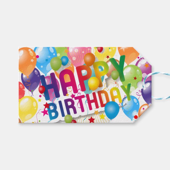 Happy Birthday Gift Tag  Presentetikett (Happy Birthday Rainbow Style Gift Tag!)