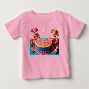 "Happy Birthday Girl" Baby Fin Jersey T-Shirt med