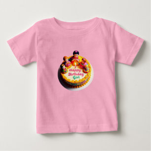 "Happy Birthday Girl" Baby Fin Jersey T-Shirt med