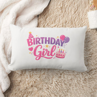 Happy Birthday Girl Pillow Cute Party  Lumbarkudde