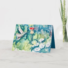 Happy Birthday God Bless You Hummingbird Flowers Kort